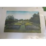Frances St Clair Millar - two coloured etchings 'Late in Normandy 1' and 'Westbury Court Garden'
