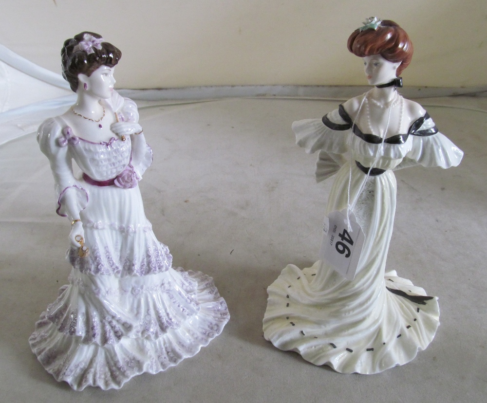 Five Coalport limited edition Golden Age figures:- Beatrice at the Garden Party (hat chipped),