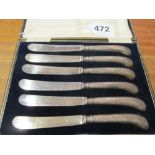 A set of six silver handled pistol grip knives (i.c)