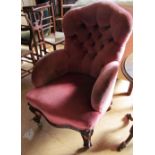 A Victorian ladies chair on carved cabriole legs