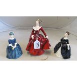 Three Royal Doulton figures:- Fragrance HN3311, Debbie HN2385 and Cherie HN2341