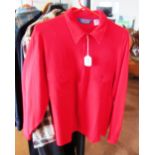 A Pendelton American 100% wool red overshirt with patch pockets and zip up front marked XL