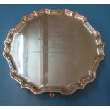 A silver salver 10” dia 17.3 ozs