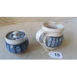 A Marianne de Trey pottery milk jug and matching marmalade pot