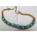 A turquoise and diamond Edwardian bracelet