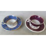 Four 19th Century decorative cups and saucers