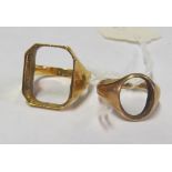 An 18ct gold ring (no stone) 9.7gms and a 9ct gold ring (no stone) 3.8gms