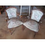 A pair of tapestry covered fauteuils