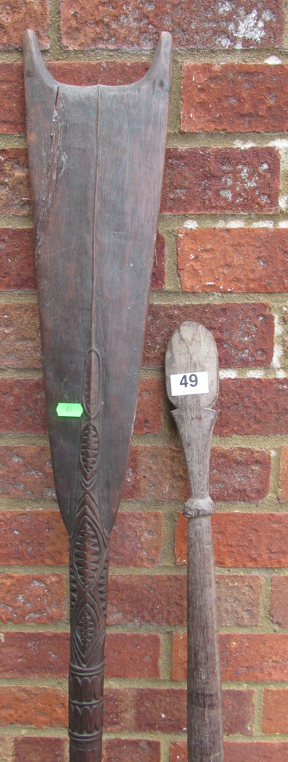 An African carved paddle and 1 from papua new guinea - Image 2 of 2