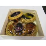 Six Spinkx gilt and agate style stone brooches circa 1950's