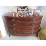 A 19th Century mahogany bow chest of four drawers bracket feet