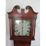 An oak Longcase clock painted dial Poole, Stratford, thirty hour movement (dial slightly a/f)