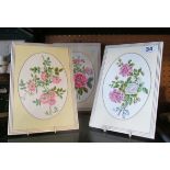 Three Royal Worcester plaques Rose Collection
