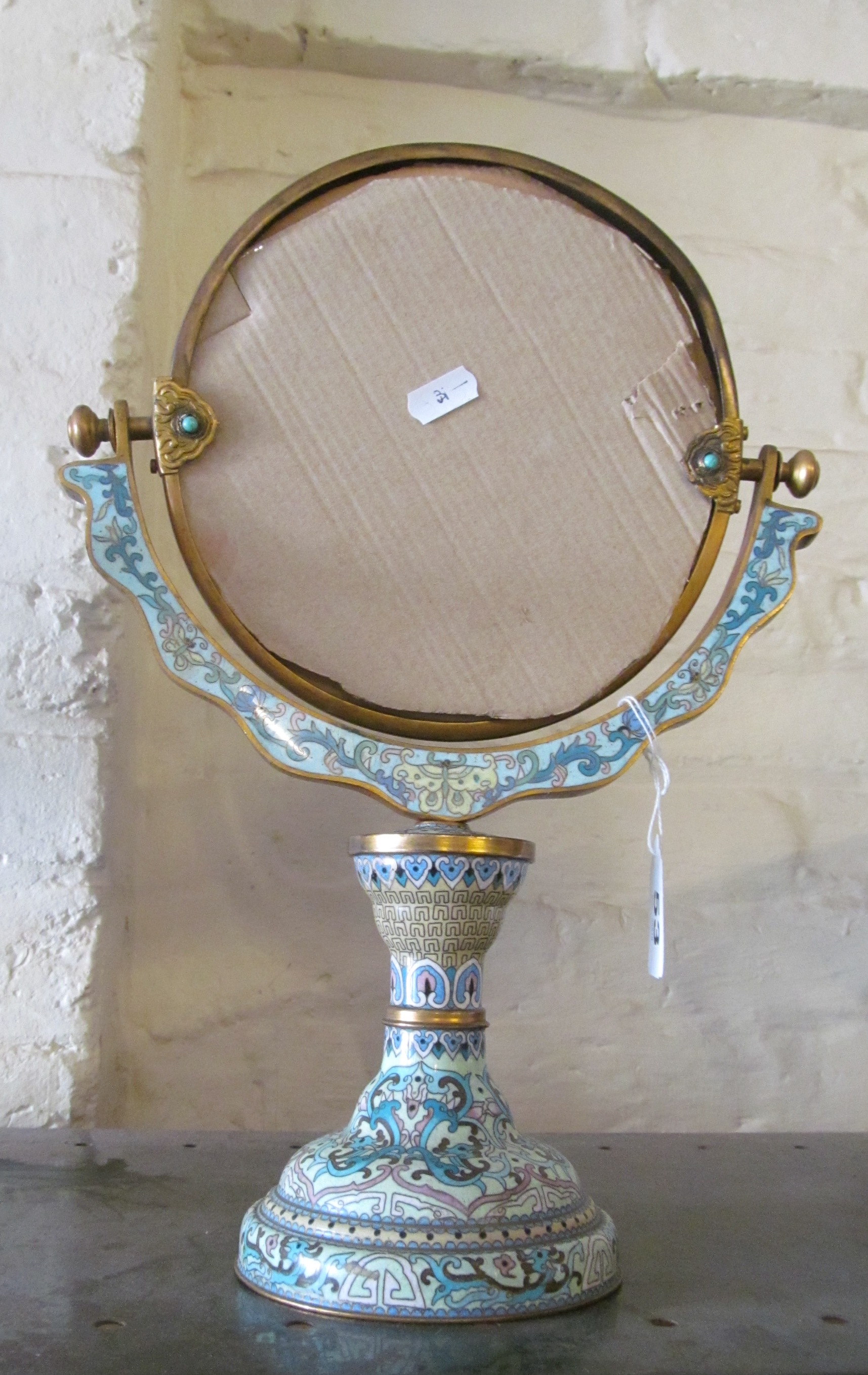 A cloisonné swing mirror (no glass)