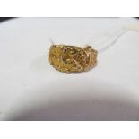 A 9ct gold ring (cut) 6.7gms