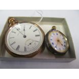 A gold-plated Waltham pocket watch and silver pocket watch