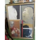 A large oil on canvas abstract figures, framed