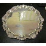 A silver salver scroll and shell border 12 3/4" 23 1/2 ozs