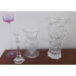 A pair of decanters and other glass