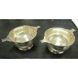 A pair silver two-handled bowls 11ozs and a similar bowl 5.5ozs