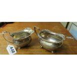 A silver (Birmingham 1896) milk jug and sugar bowl