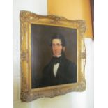 An oil portrait of a gentleman in gilt frame along with a print relating to the sitter