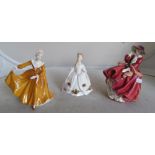 Three Royal Doulton figures; Top o'the Hill, Kirsty and Old Country Roses