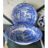 Two Copeland Spode bowls and model fisherman