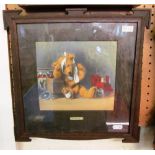 A 1920's print 'Ain't Babies Rough' in Arts & Crafts style oak frame