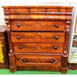 A large mahogany chest with frieze drawer and four long drawers