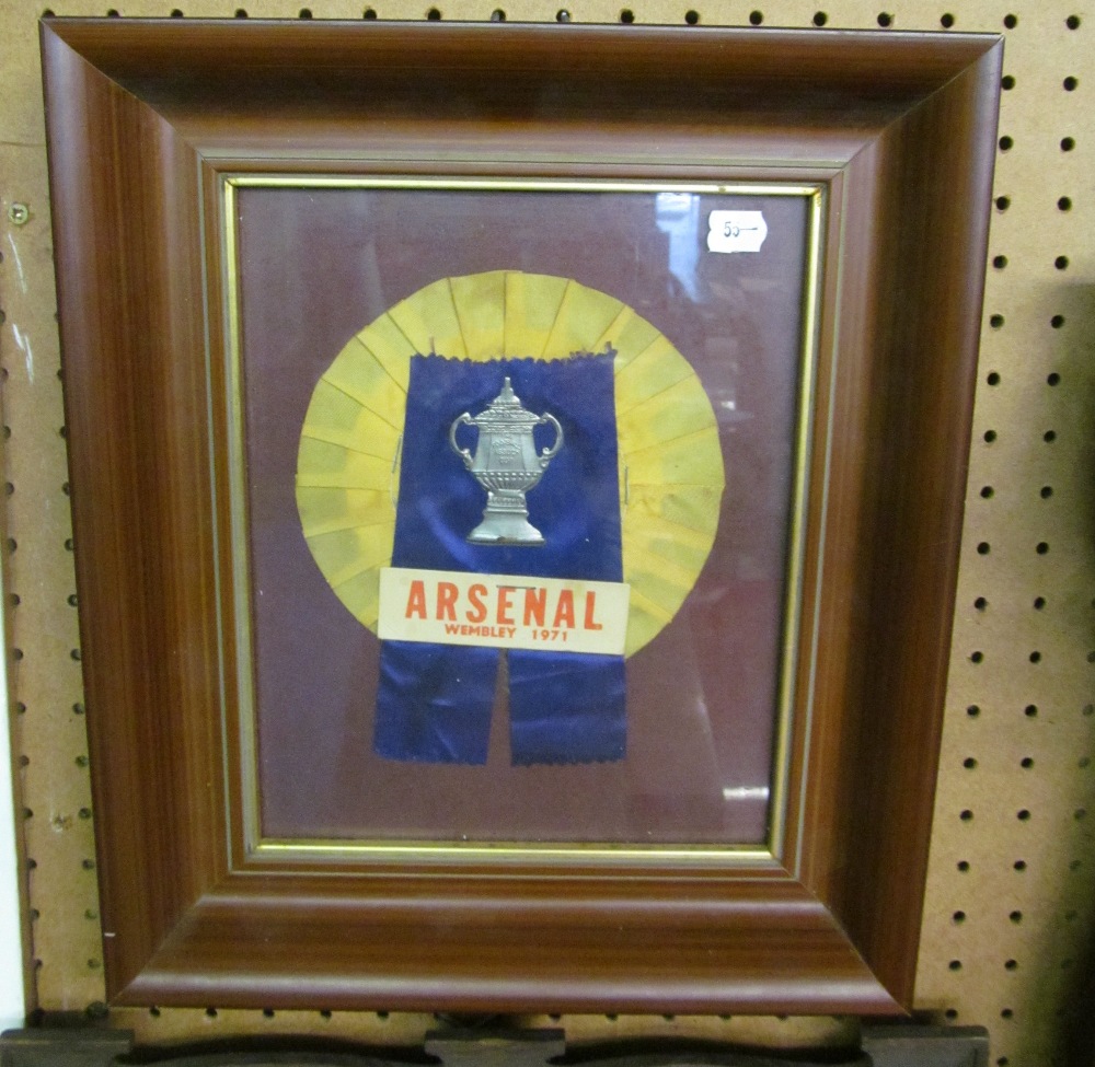 An Arsenal FA Cup 1971 rosette, framed
