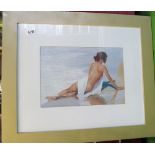 A print semi-nude lady on waters edge
