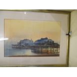 A watercolour Brighton Pier and two small watercolours Brighton