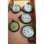 Five silver pocket watches