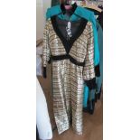 A Vintage Jean Varon black and gilt long dress Size 14 and a Nina Ricci 'Boutique' green dress