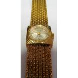 A 9ct gold ladies Nivada watch on gold mesh strap in cream case 27.1g all in