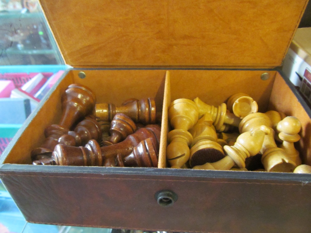 A modern tinplate motorcycle rider, a vintage bus (both boxed) and modern chess set - Image 2 of 4