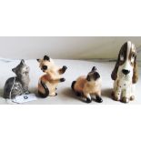 Two Goebbel cats, Royal Doulton and a Szeiler dog