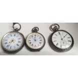 A silver and niello pocket watch and two silver pocket watches