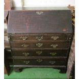 A 19th Century oak bureau 4 long drawers