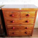 A Victorian mahogany chest of two short and three long drawers