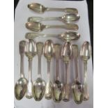 A set of twelve Victorian silver (London) teaspoons with shell terminals and cresting, maker