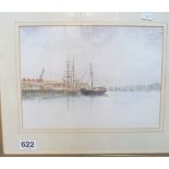 D Y Gooderson - watercolour harbour view
