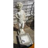 A stoneware garden statue boy (arms a/f)