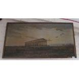 A large oil on canvas Roman Temple