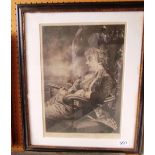 H J Sargent - print portrait Don Garrach signed and dated 1917
