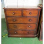 A Victorian mahogany chest of two short and three long drawers