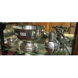 A plated punchbowl, coffee pot, jug et cetera