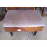 A 1950s mahogany sewing box/stool