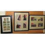 Ten tea cards and eight Russian cards, framed